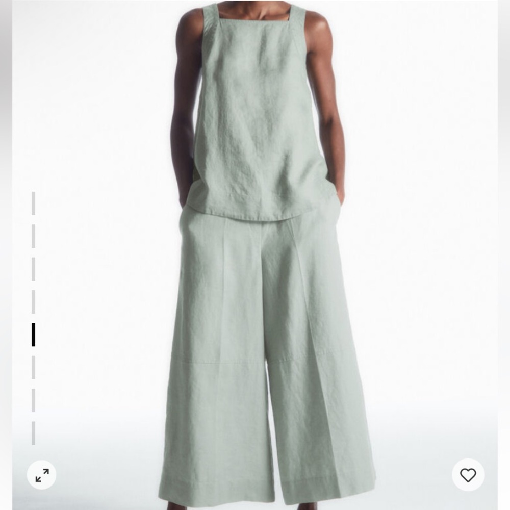 COS Pale Mint Linen Wide-Leg Jumpsuit Set - Picture 1 of 14
